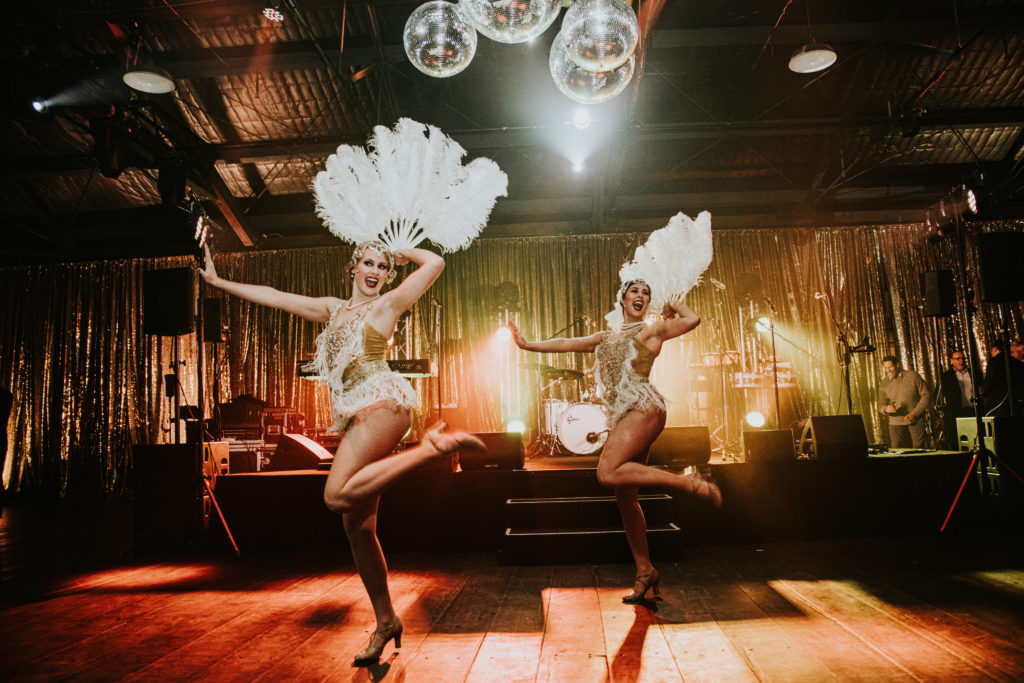 Wedding trends wedding reception roaring 20s art deco theme great gatsby party flapper dancers