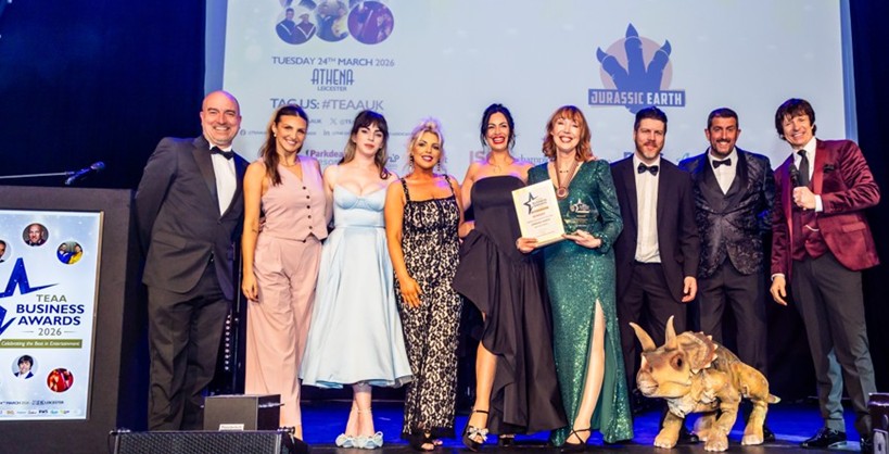 Big Foot Events Team collecting their winner's award at TEAA Business Awards event at Athena Leicester. 